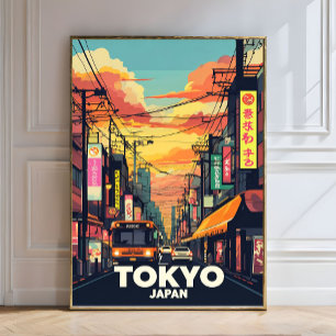 Tokyo Street Sunset-Vibrant Urban Japan City Fotodruck