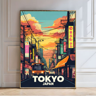Tokyo Street Sunset-Vibrant Urban Japan City Fotodruck