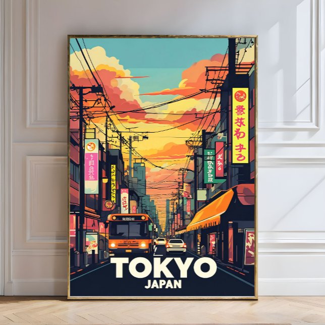 Tokyo Street Sunset-Vibrant Urban Japan City Fotodruck (Von Creator hochgeladen)
