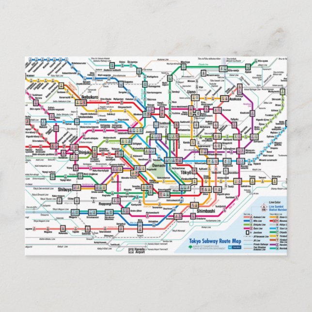 Tokyo Subway Map Postkarte (Vorderseite)