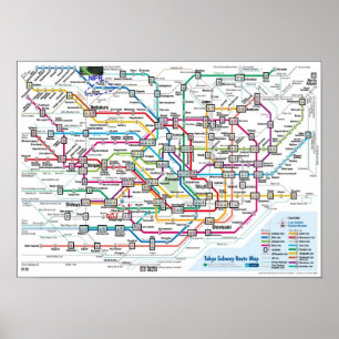 Tokyo Subway Map (Ultra High Res) Large Poster