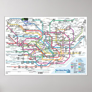 Tokyo Subway Map (Ultra High Res) Large Poster