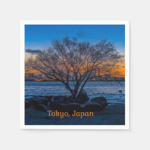 Tokyo Sunset, künstlerisches Foto, Serviette