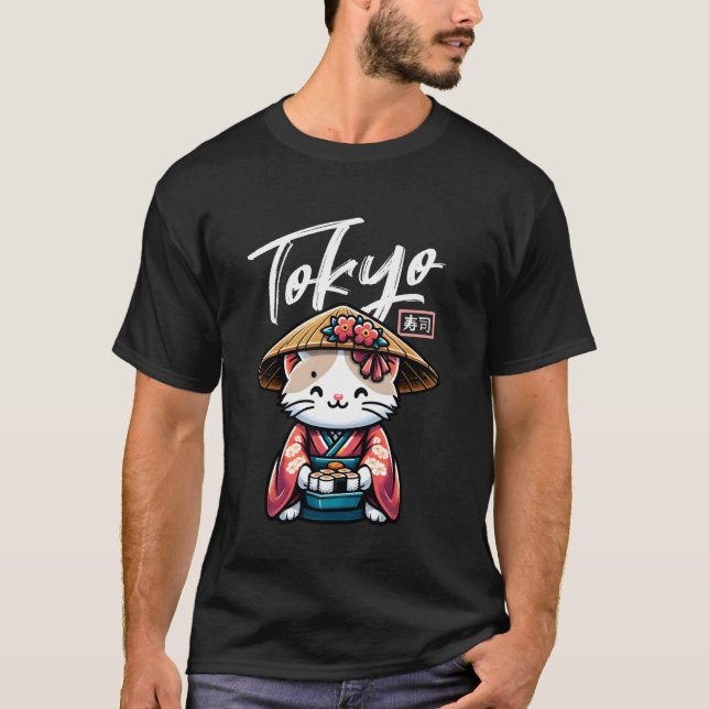 Tokyo Sushi Japanese Stuff Harajuku Kitten Kawaii  T-Shirt (Vorderseite)