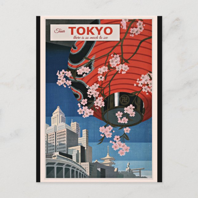 Tokyo Tour, Vintage-Reiseplakat, Postkarte (Vorderseite)