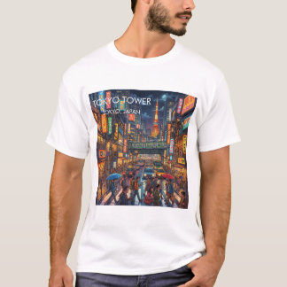 Tokyo Tower bei Nacht Reise Kunst T-Shirt