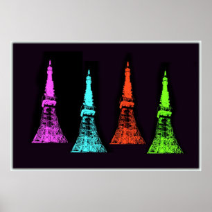 Tokyo Tower Collage Poster