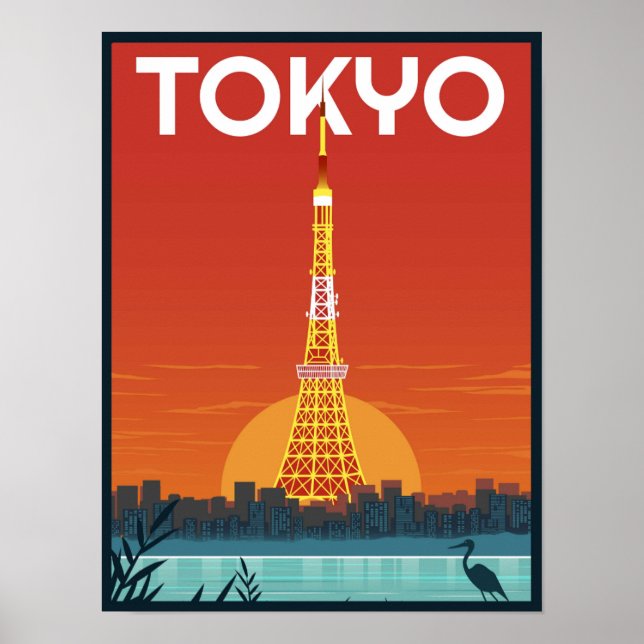 Tokyo Tower Japan Reise Retro Geschenke Poster (Vorne)