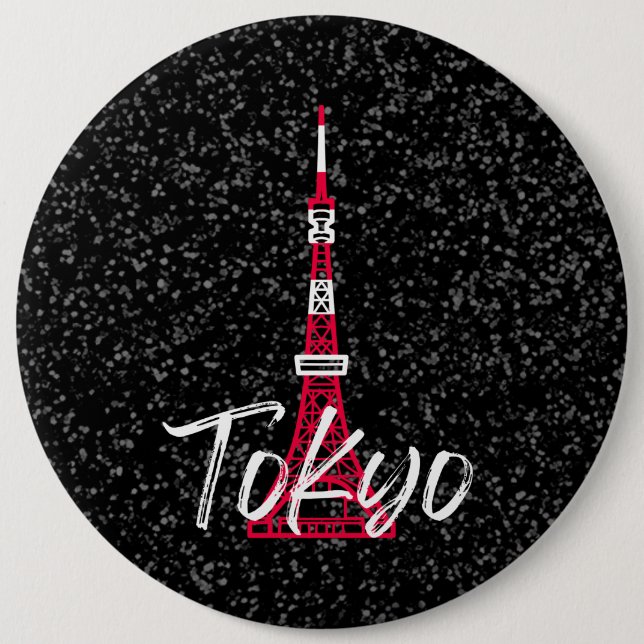 Tokyo Tower Sketch von Minato, Tokio, Japan Button (Vorderseite)