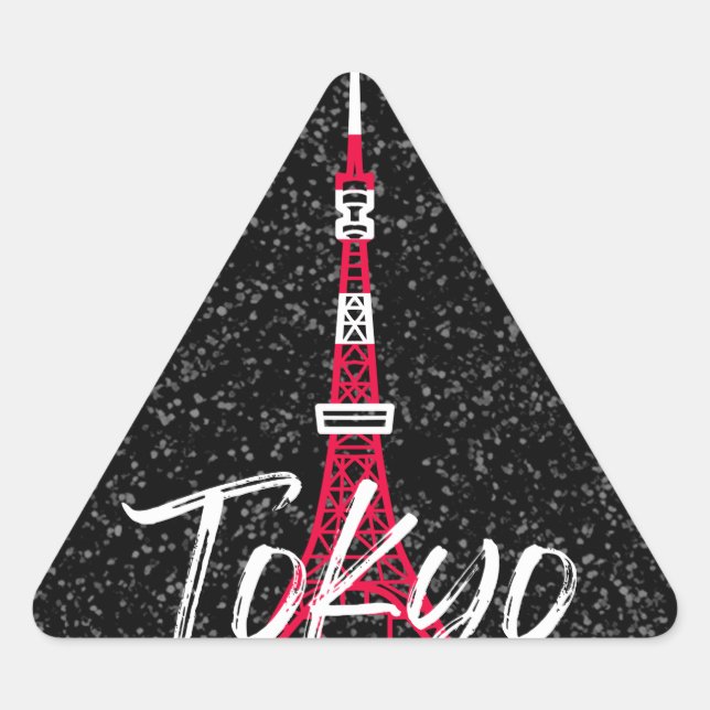 Tokyo Tower Sketch von Minato, Tokio, Japan Dreieckiger Aufkleber (Vorderseite)