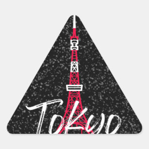 Tokyo Tower Sketch von Minato, Tokio, Japan Dreieckiger Aufkleber