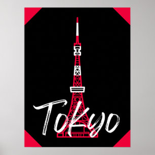 Tokyo Tower Sketch von Minato, Tokio, Japan Poster