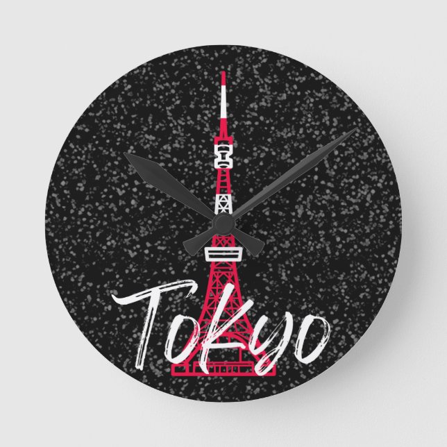 Tokyo Tower Sketch von Minato, Tokio, Japan     Runde Wanduhr (Vorderseite)