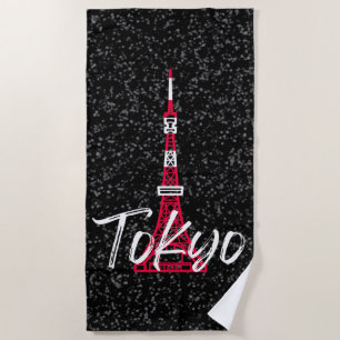 Tokyo Tower Sketch von Minato, Tokio, Japan Strandtuch