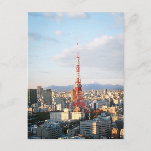 Tokyo Tower und Fujisan Postkarte (Vorderseite)