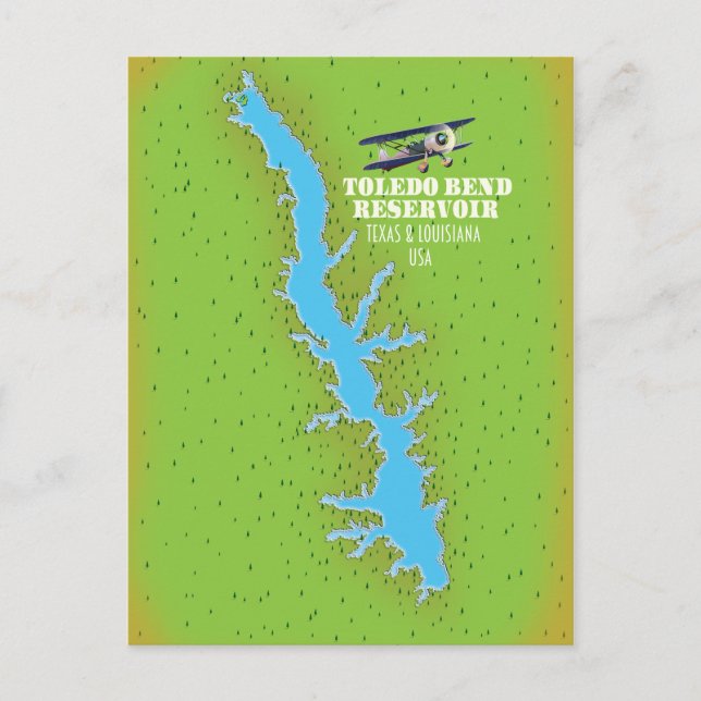 Toledo Bend Reservoir Texas & Louisiana Karte (Vorderseite)