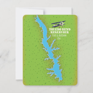 Toledo Bend Reservoir Texas & Louisiana Karte