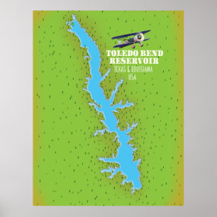 Toledo Bend Reservoir Texas & Louisiana Karte Poster