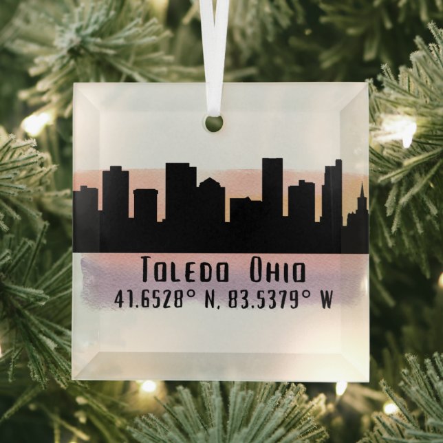 Toledo OH City Skyline Glasdekoration Ornament Aus Glas (Insitu)