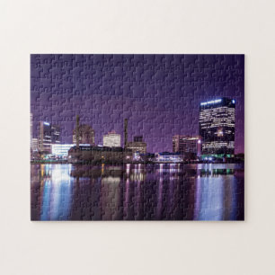 Toledo Ohio City Skyline bei Nacht Puzzle