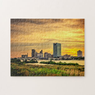 Toledo Ohio City Skyline bei Sunset Puzzle