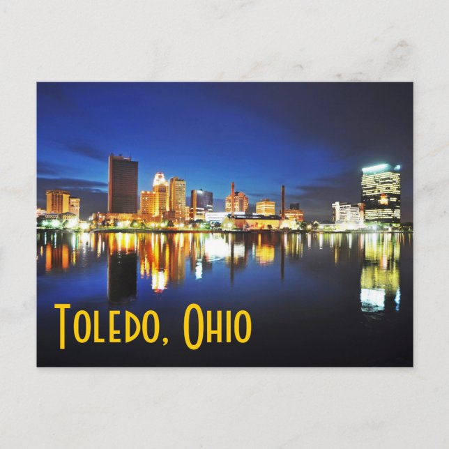 Toledo, Ohio in der Abenddämmerung Postkarte (Vorderseite)