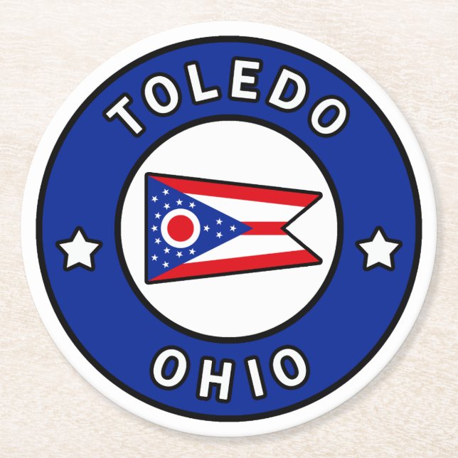 Toledo Ohio Runder Pappuntersetzer (Vorderseite)