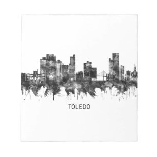 Toledo Ohio Skyline BW Notizblock