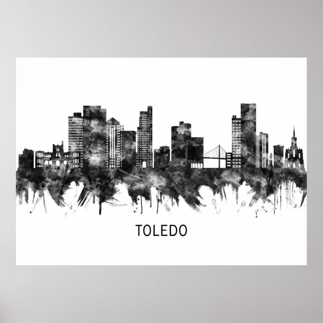 Toledo Ohio Skyline BW Poster (Vorne)
