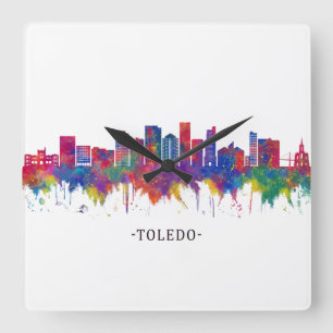 Toledo Ohio Skyline Quadratische Wanduhr