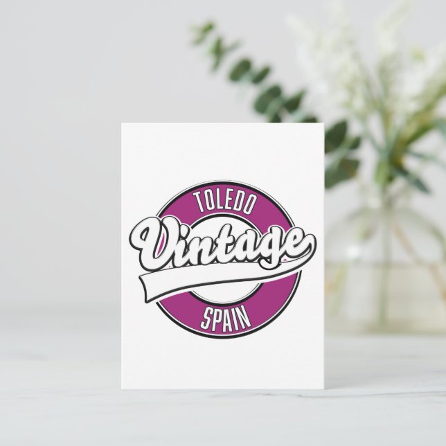 Toledo spain Retro-Logo Postkarte (Stehend Vorderseite)