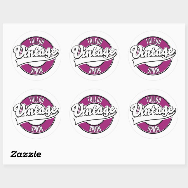 Toledo spain Retro-Logo Runder Aufkleber (Blatt)