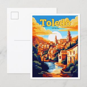 Toledo Spanien Reise Vintage-Illustration Postkarte