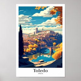 Toledo Spanien Reisen Vintage Illustration Poster
