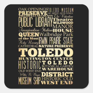 Toledo Stadt Ohio Staat Typografie Quadratischer Aufkleber