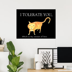 Tolerante apathische orange Katze Poster
