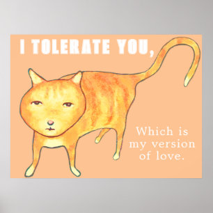 Tolerante apathische orange Katze Poster