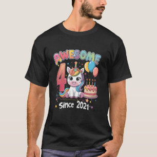 Toll seit 2021 - 4 Jahre altes Mädchen Einhorn Geb T-Shirt