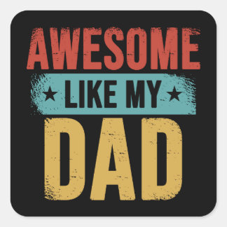 Toll wie mein Vater Lustiges Vater Retro-Geschenk Quadratischer Aufkleber