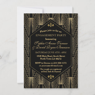 Tolle 20er Jahre Great Gatsby Art Deco Verlobungsf Einladung