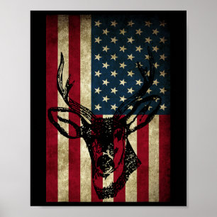 Tolle amerikanische Flagge Patriotischer Hirschjag Poster