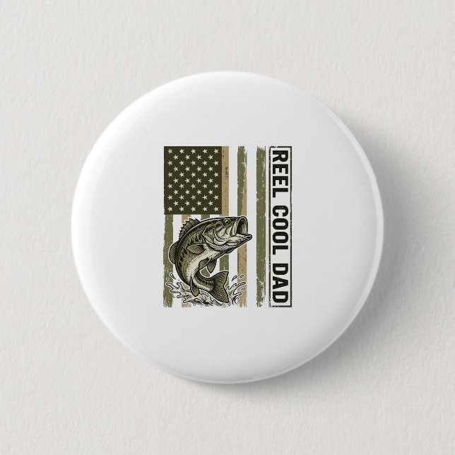 Tolle Angler-Vater-Flagge Vektor-Design_1 Button (Vorderseite)
