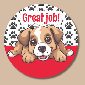 Tolle Arbeit! Welpenhund Runder Aufkleber