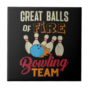 Tolle Balls Fire Bowling Team Shirt Lustig Vintage Fliese