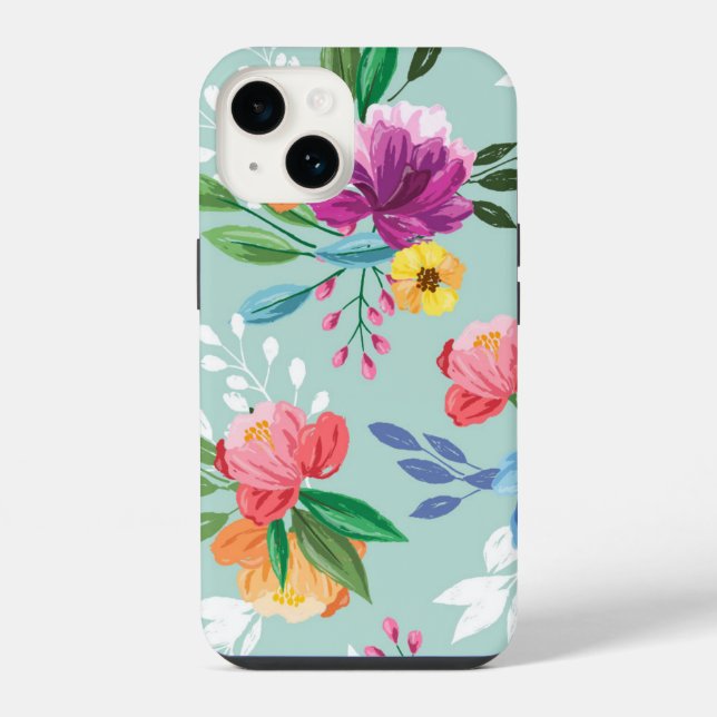 Tolle bemalte Blumen iPhone Hülle (Rückseite)