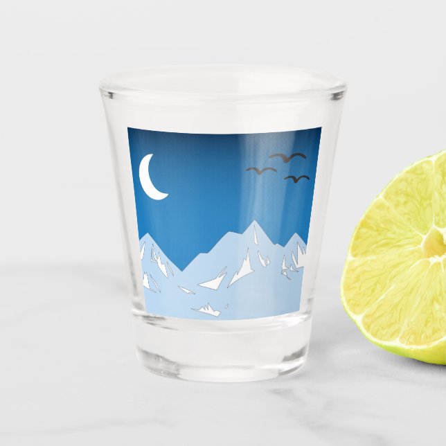Tolle Bergkette Nachthimmel Schnapsglas (Vorderseite)