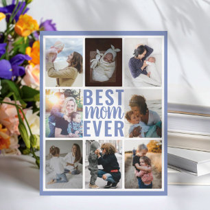 Tolle blaue „Beste Mama ever“ 8-Foto-Collage
