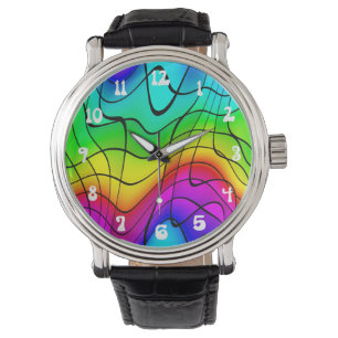 Tolle Bunte Groovy Coole lustige Armbanduhr