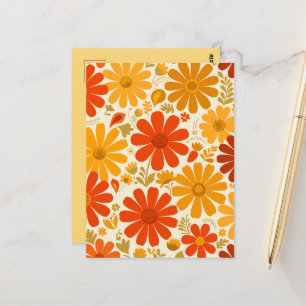 Tolle fröhliche Retro-Daisy verbranntes Orange Gol Postkarte