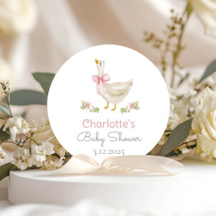 Tolle Gans auf freiem Fuß Pinke Schleife Baby Show Runder Aufkleber